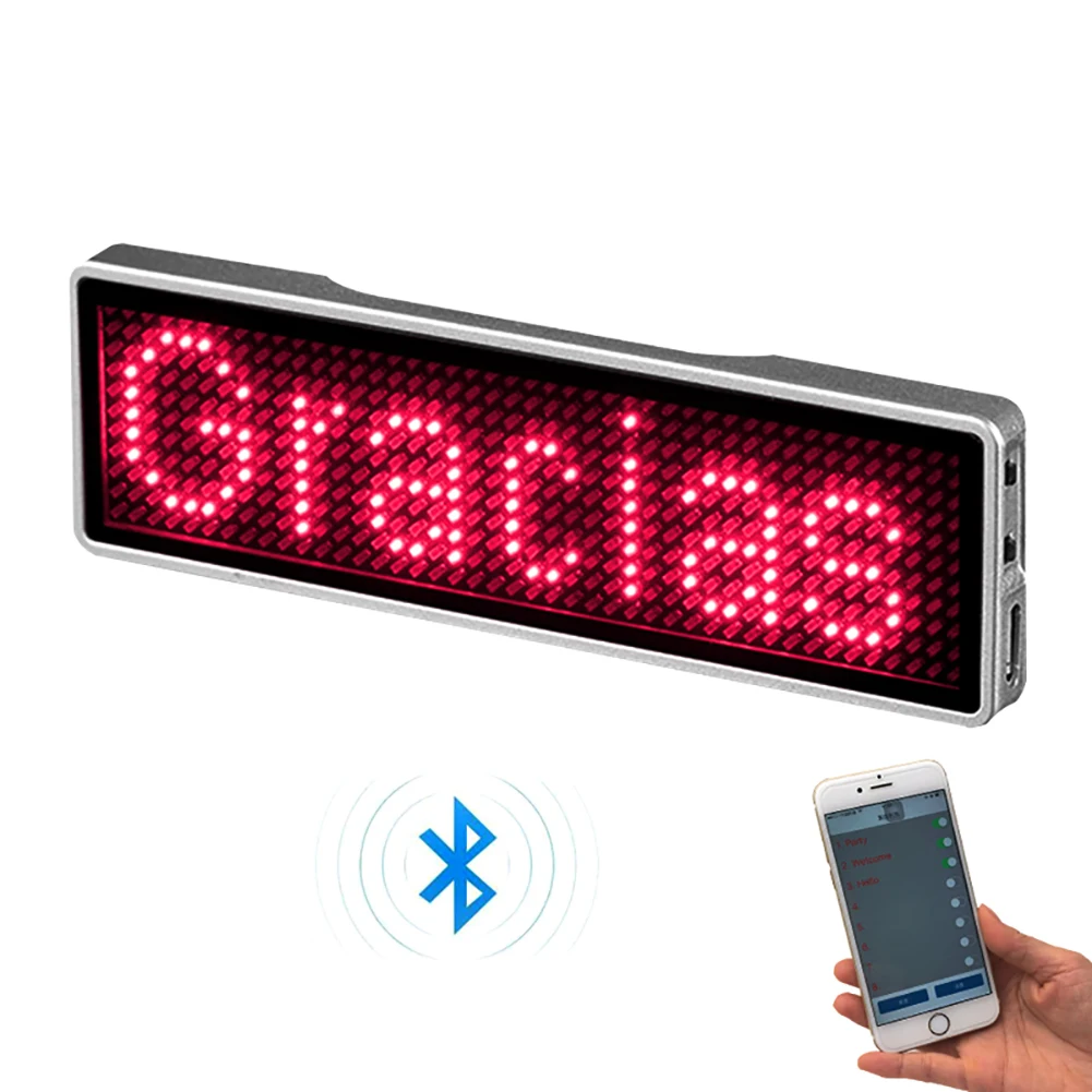 

Rechargeable Bluetooth Digital LED Badge Insignia DIY Programmable Scrolling Message Board Mini LED Display LED Name Tag