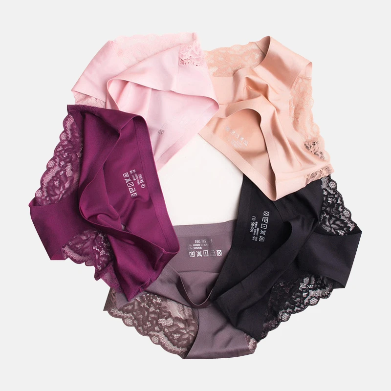 

Ladies Underpants Sexy Lace Seamless Panties Solid Underwear Low Waist Briefs Female Soft Intimates Women Lingerie