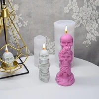 silent skeleton silicone candle mold for handmade desktop decoration gypsum epoxy resin aromatherapy candle silicone mould