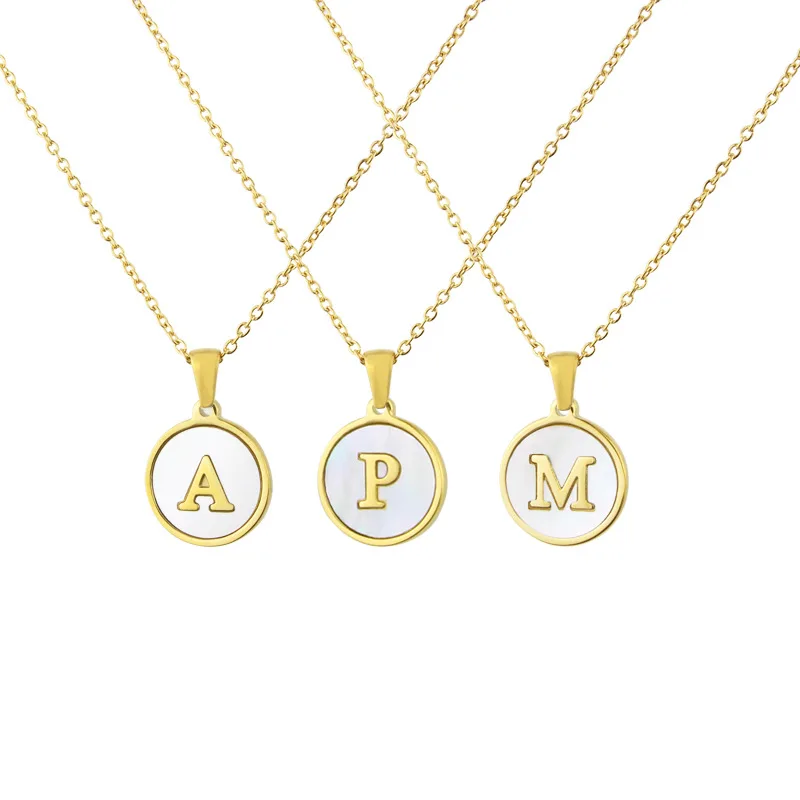 Ожерелье с буквами женщин и девушек золотого цвета из нержавеющей стали круглой