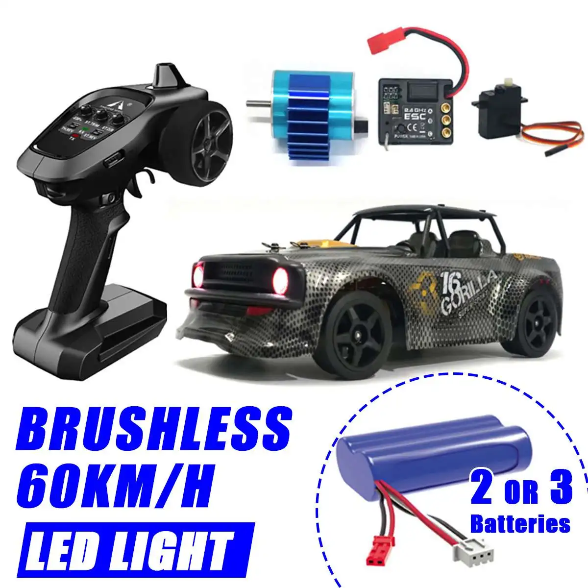 

SG 1604 RTR Brushless 1/16 2.4G 4WD RC Car Several Battery LED Light Drift Proportional Remote Control Vehicles Model Gift Kids