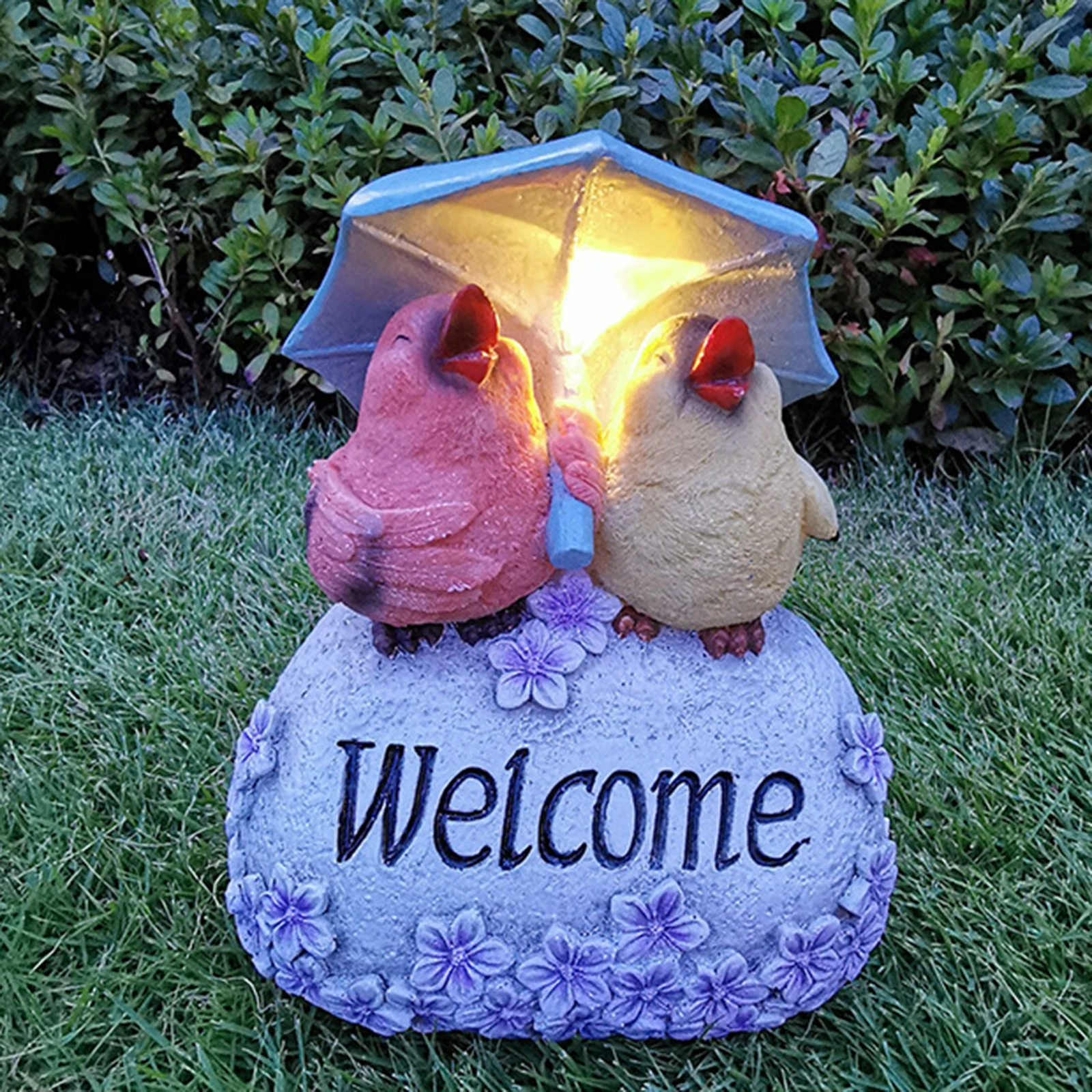 

Resin Birds with Welcome Sign with Firm Resin Base Handmade Resin Statue for Outdoor Garden Yarns Decor LBShipping