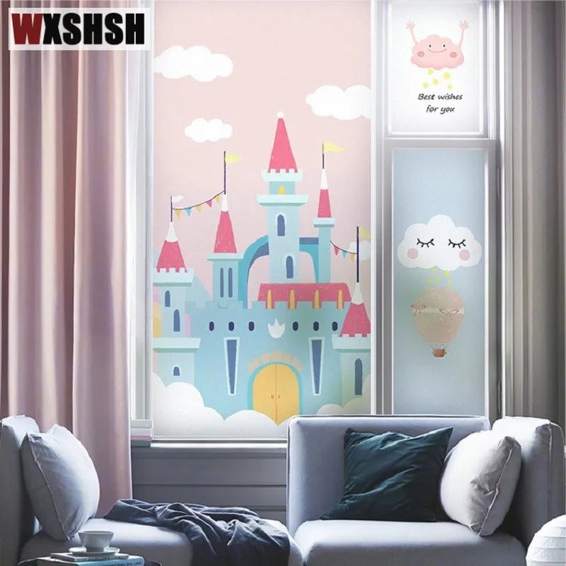

Window Sticker Static Glass Foil Fairy Tale Style Stained Frosted No Glue Custom Size PVC Recyclable Raamfolie 120cmx100cm