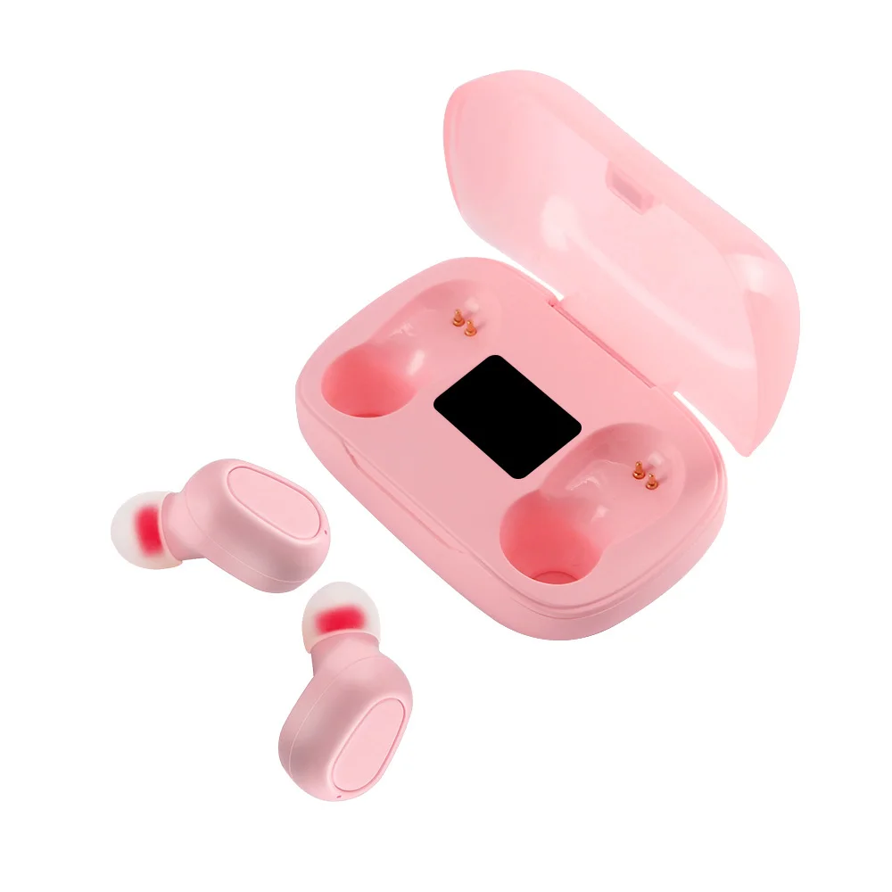 Модная Беспроводная мини-гарнитура розовые Bluetooth-наушники перезаряжаемые