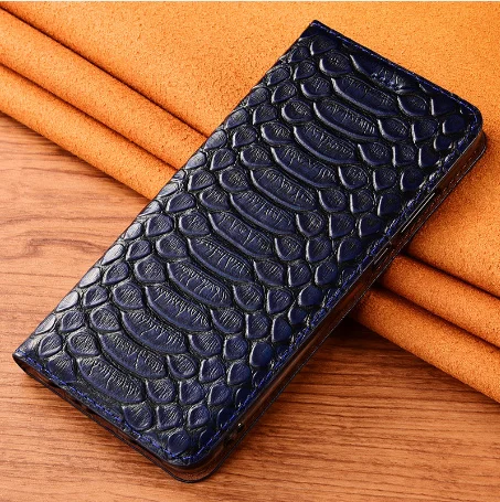 Blue Питоновый узор, натуральная кожа, откидная крышка, слот для карт, держатель для sony Xperia XZ4, чехол для sony Xperia 1, чехол для телефона - Цвет: Blue