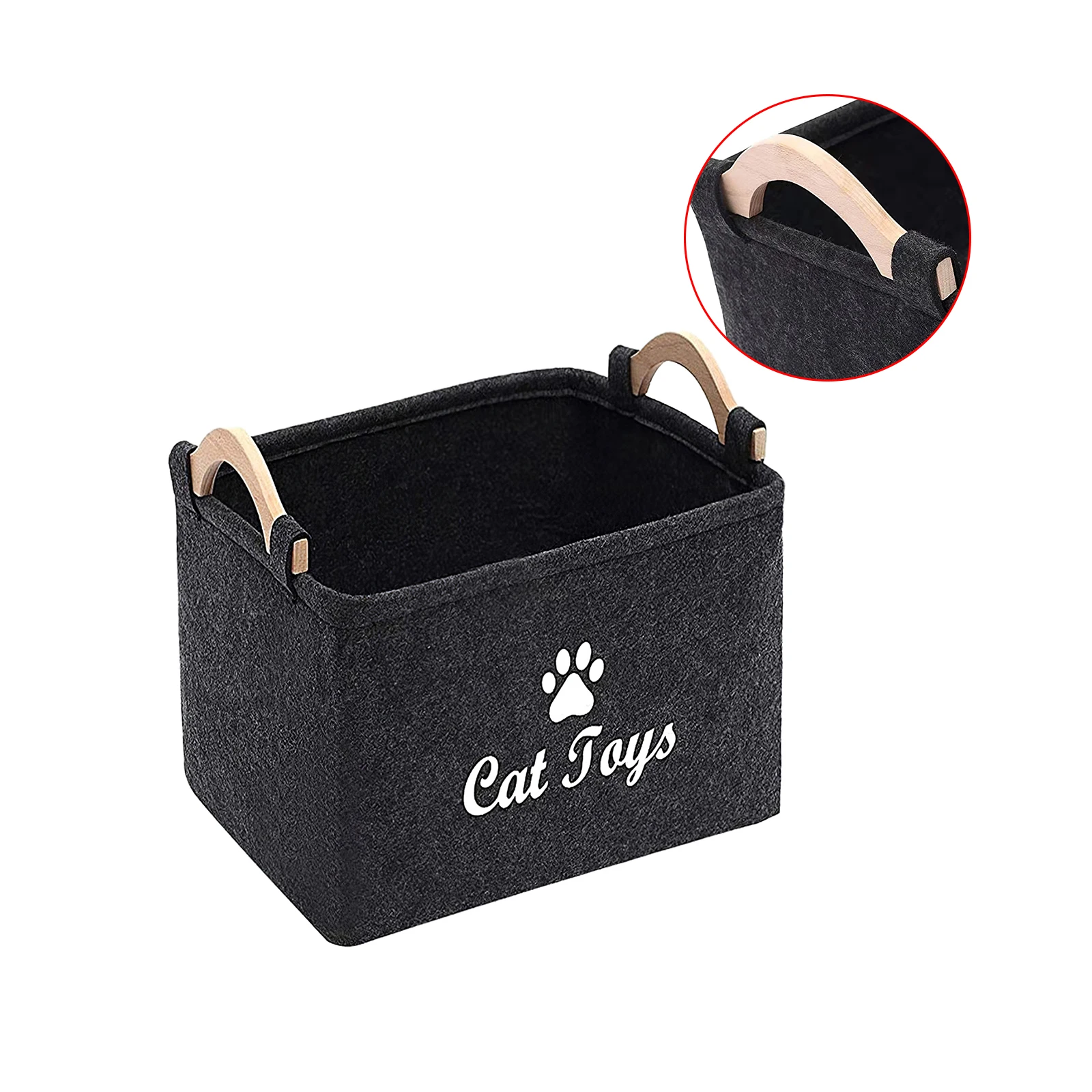 

Dog Toys Books Dog Toy Box Folding Dog Toy Storage With Wooden Handle Basket Decorative Dog Toy Bin Cute Dog Pattern For