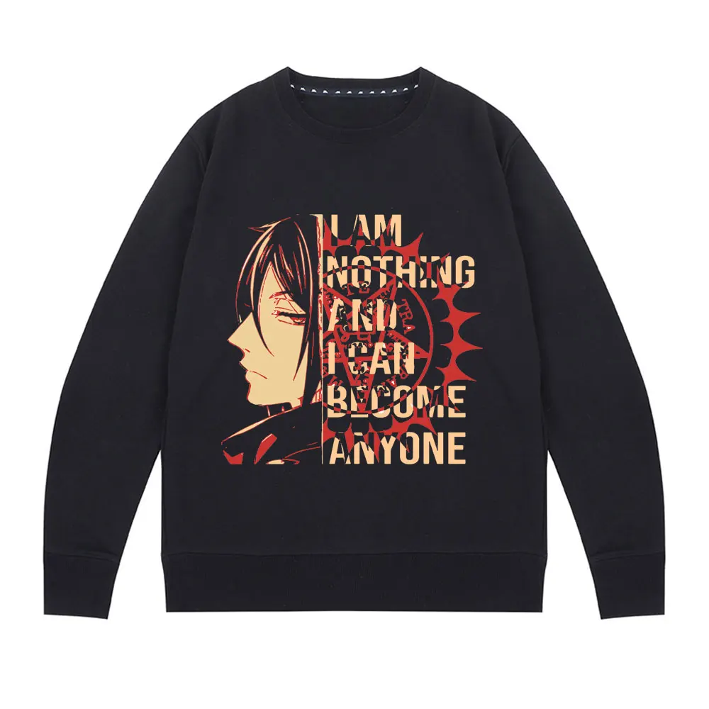

Printed Sebastian Michaelis Sweatshirts Retro Classic Mens Anime Manga Sweatshirt Black Butler Pullover Women Long Sleeve Tops