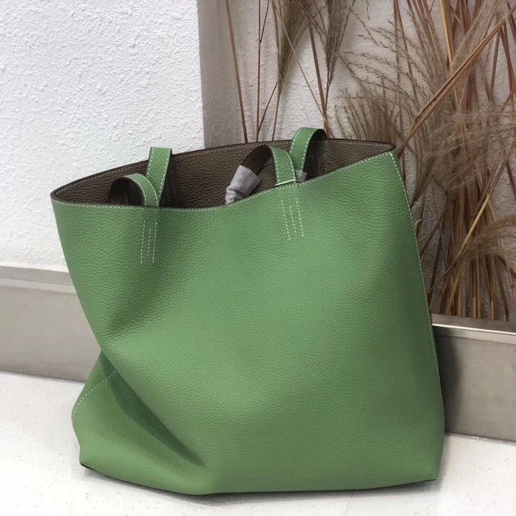 Двусторонняя кожаная сумка для покупок, кожаная сумка-тоут с верхним слоем, кожаная женская сумка, универсальная ручная сумка