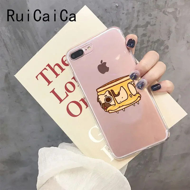 RuiCaiCa милый щенок Мопс Coque Shell чехол для телефона iPhone 8 7 6 6S Plus X XS MAX 5 5S SE XR 10