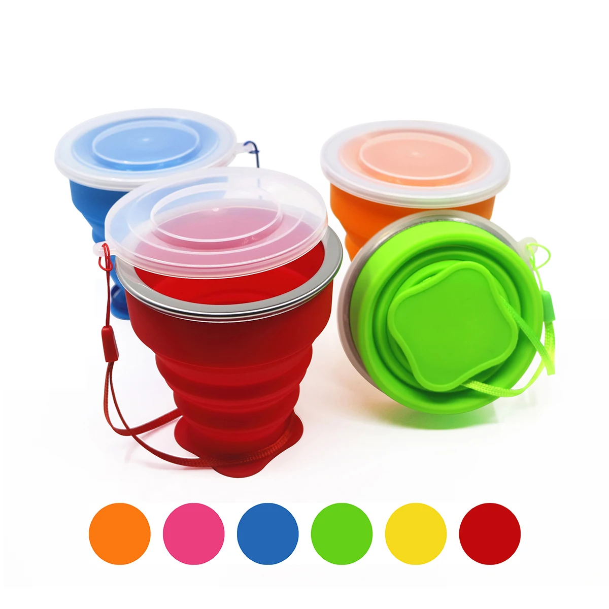 

200ML Small Telescopic Portable Silicone Folding Cup With Dstproof Cover Outdoor Coffee Cups Children Travel Drink Water Copa