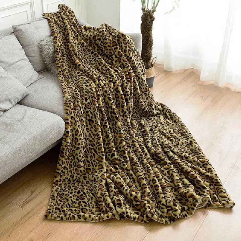 Леопардовое Фланелевое теплое одеяло утолщенное зимнее кресло на диване для