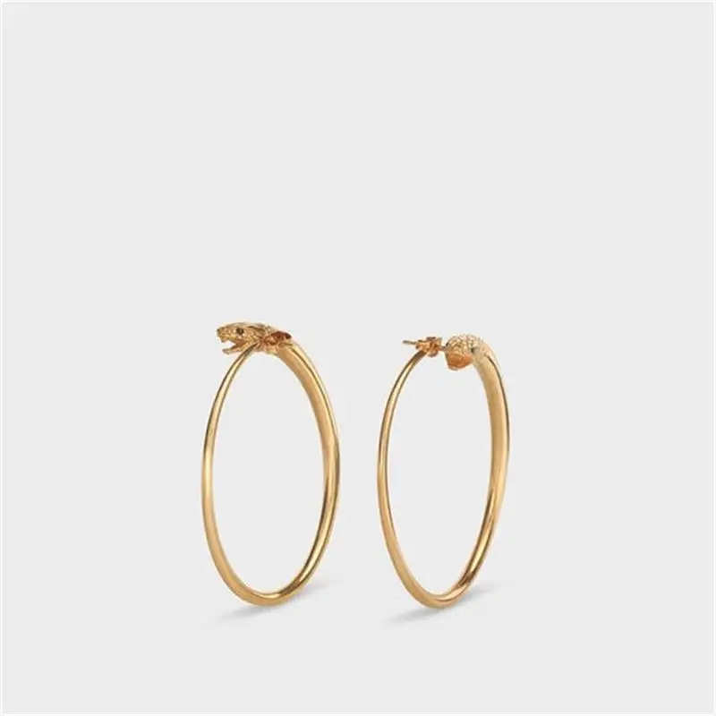

Elegant ancient French classic dangle snake gold earrings exaggerated fashion large CC brass earing dangle snake hoop earings