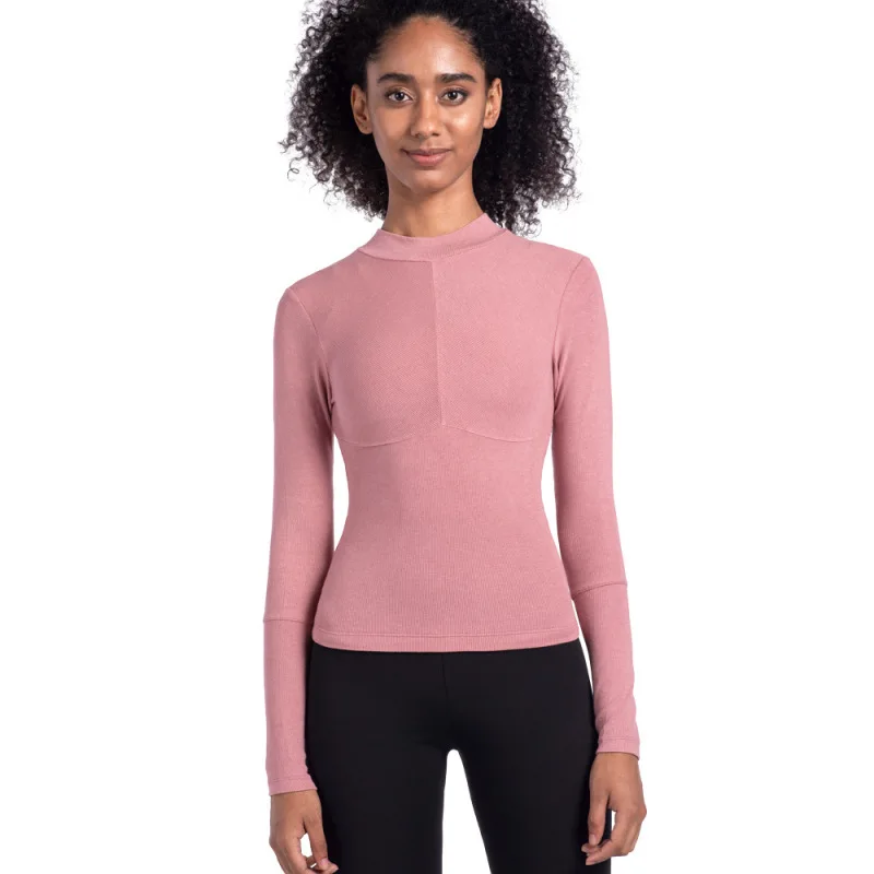 Ребристый Топ для тренировок Женская компрессионная футболка тренажерного зала