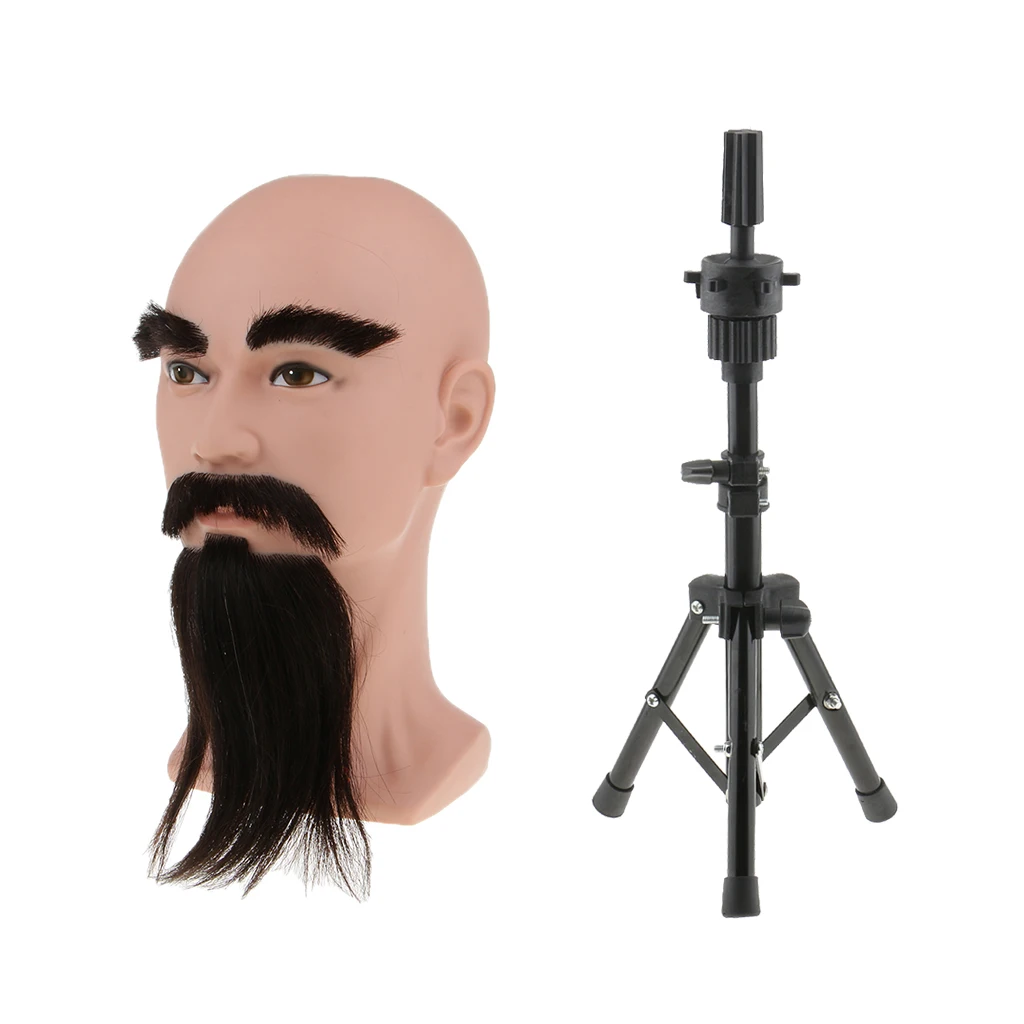 Male Mannequin Head Jewelry Wigs Cap Hat Display Model W/ Beard&ampTripod Stand |