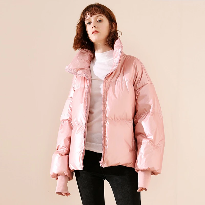 

Новая глянцевая женская куртка, парка 2021, зимнее пуховое пальто, женская модная свободная ветрозащитная теплая парка с подкладкой, верхняя ...