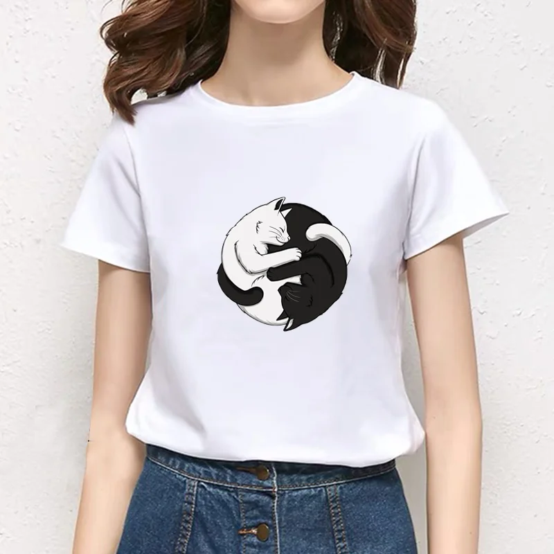 Женская футболка с графическим принтом белая Повседневная коротким рукавом и