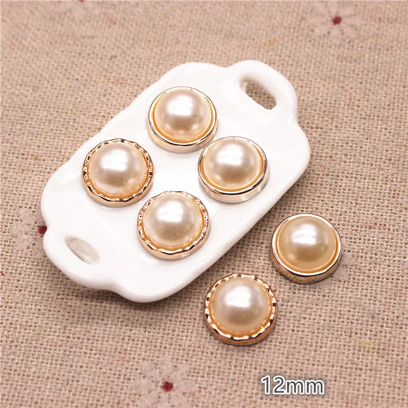 50 шт 12 мм золотые кружевные жемчужные пластиковые плоские пуговицы для украшения