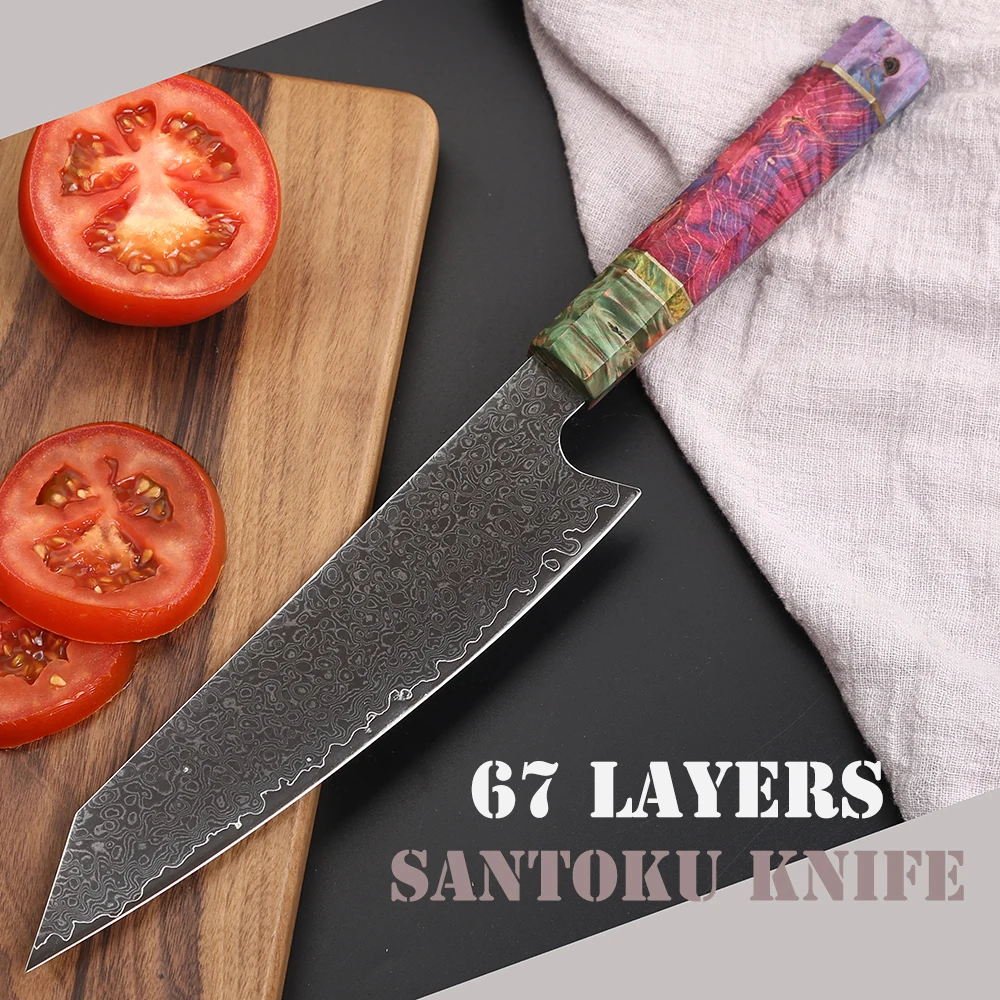 TOLIMER японский нож сантоку из Дамаска устойчивая деревянная ручка 8-дюймовые