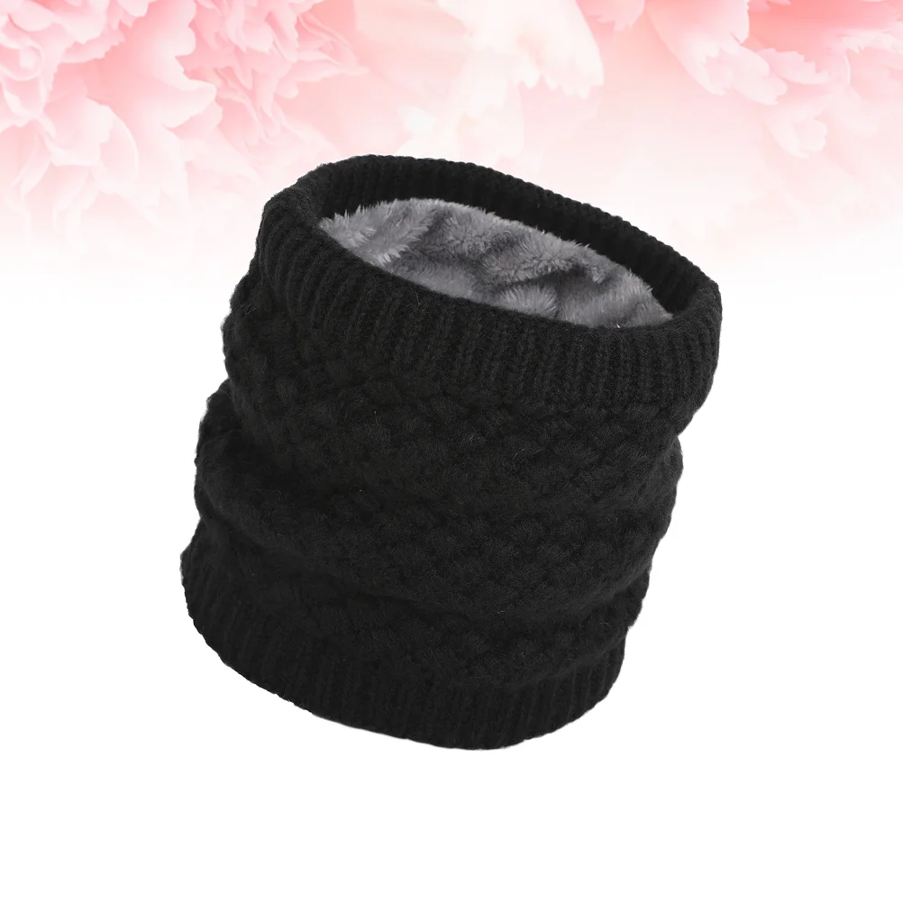 

Вязаный шарф плюс утолщенный шарф для шеи с одной петлей зимний теплый шарф для шеи для девушек ветрозащитный шарф (черный)