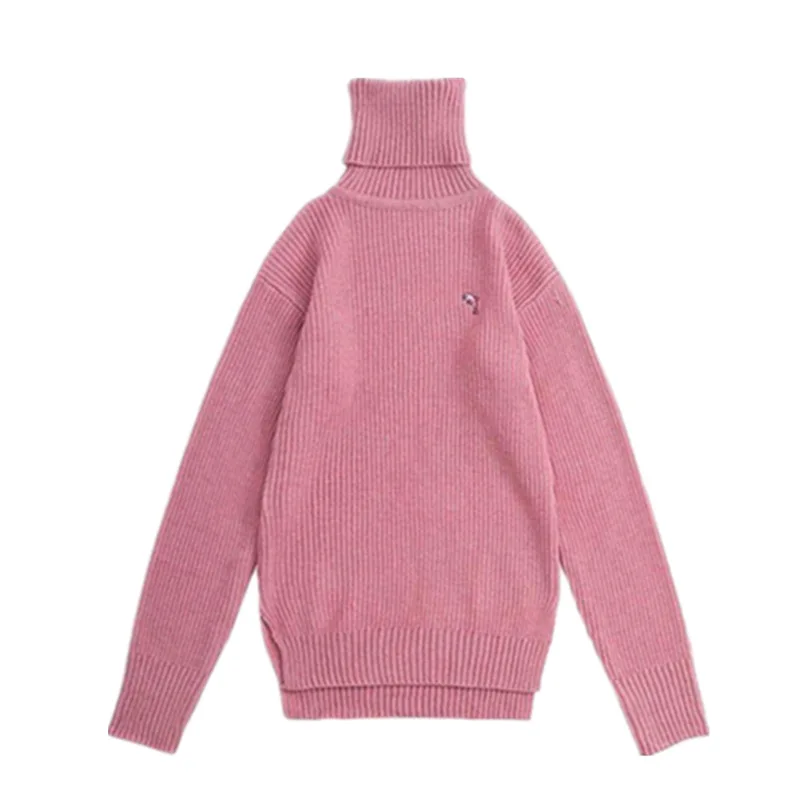 

Fashion Harajuku 90s Sweaters Turtleneck Embroidery Print Pink Sweater Fall Winter Women Streetwear Pullovers
