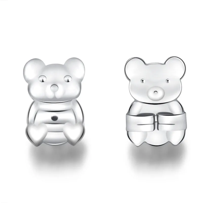silver plated bear Новые модные серьги с маленьким медведем, поддерживающие гипоаллергенные серьги, подъемные подъемники, подходят для всех почтовых застежки для сережек - Цвет: silver plated bear