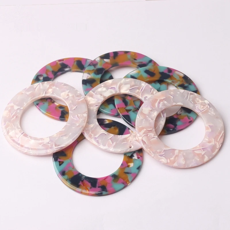 

Jewelry Making Accessories Acetic Acid Resin Big Round Circle Charms 56mm 6pcs/lot For DIY Earrings Accessories