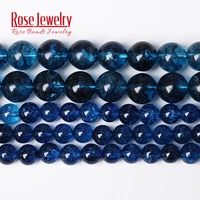 wholesale natural blue crackle crystal stone round loose beads 15 strand 4 6 8 10 12 mm for jewelry making diy charm bracelets