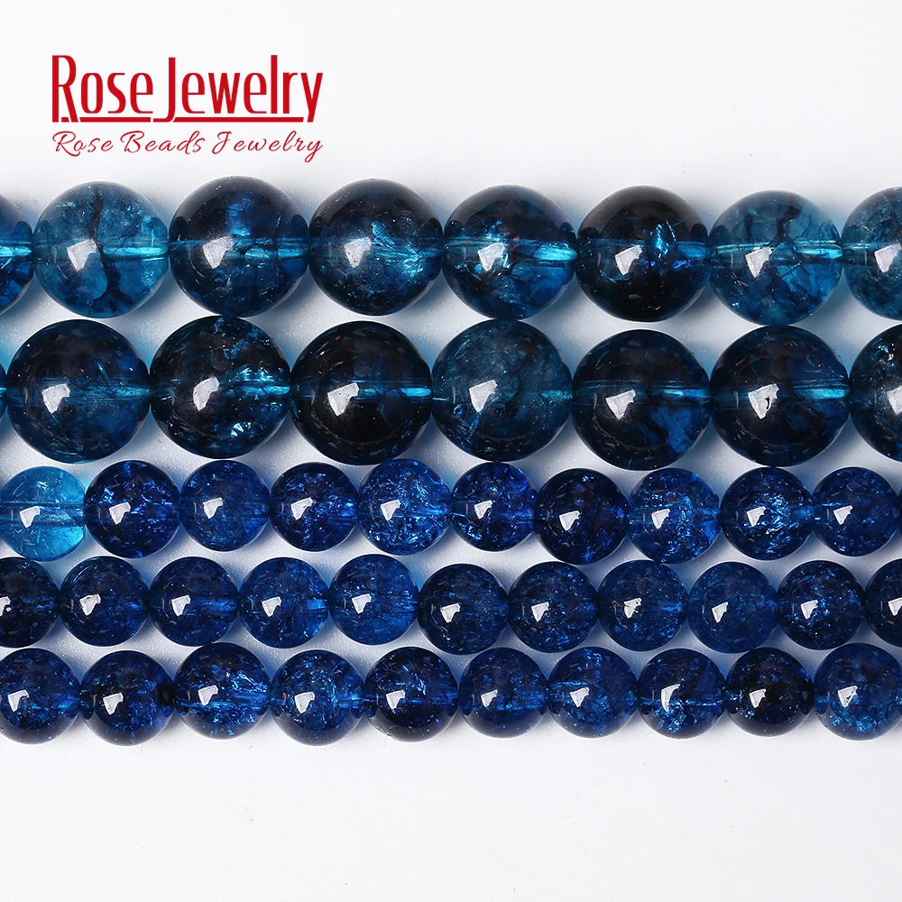Оптовая продажа натуральный синий Бусины кракле с украшением в виде кристаллов