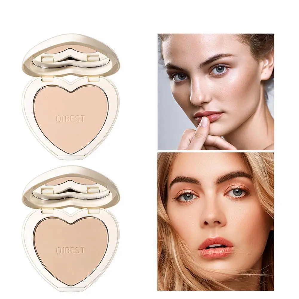 

4 Colors Heart Shape Full Coverage Face Powder Long Lasting Waterproof Powder Face Up New Make Tools Compact Pressed Foundation