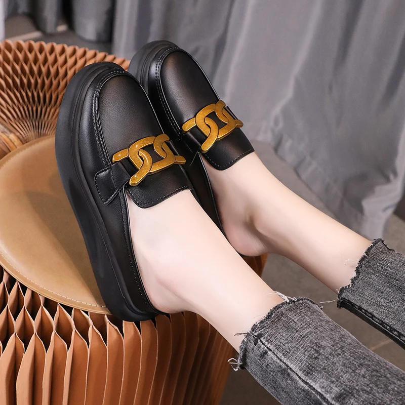 

Shoes Woman's Slippers Slides Cover Toe Med Platform Fashion 2021 Flat Summer Luxury Rome Rubber Basic PU Fabric Shoes Woman 202