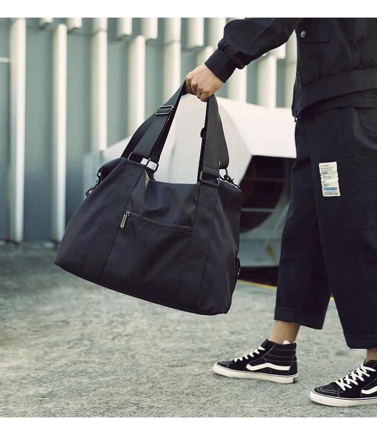 

LUOHAGE Men's Portable Traveling Bag Travel Large Capacity Duffel Bag Short Distance Light Casual Single Shoulder Bag