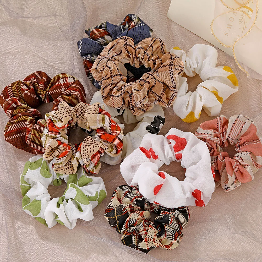 

2pcs Chiffon Scrunchie Elastic Hair Ties Headband Rubber Bands Ponytail Holder Head Bands Fashion Hair Accessories For Women