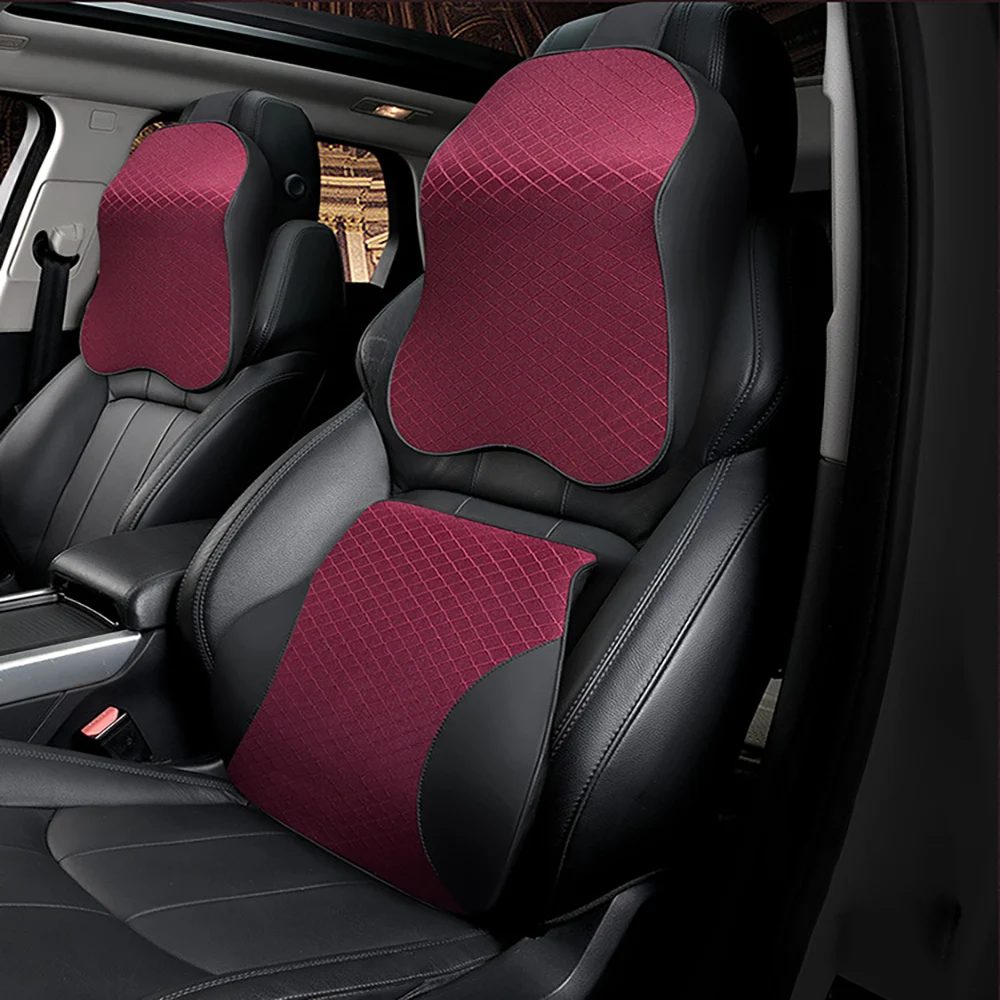 Из искусственной кожи подушка на шею для автомобиля 3D пены памяти средства ухода