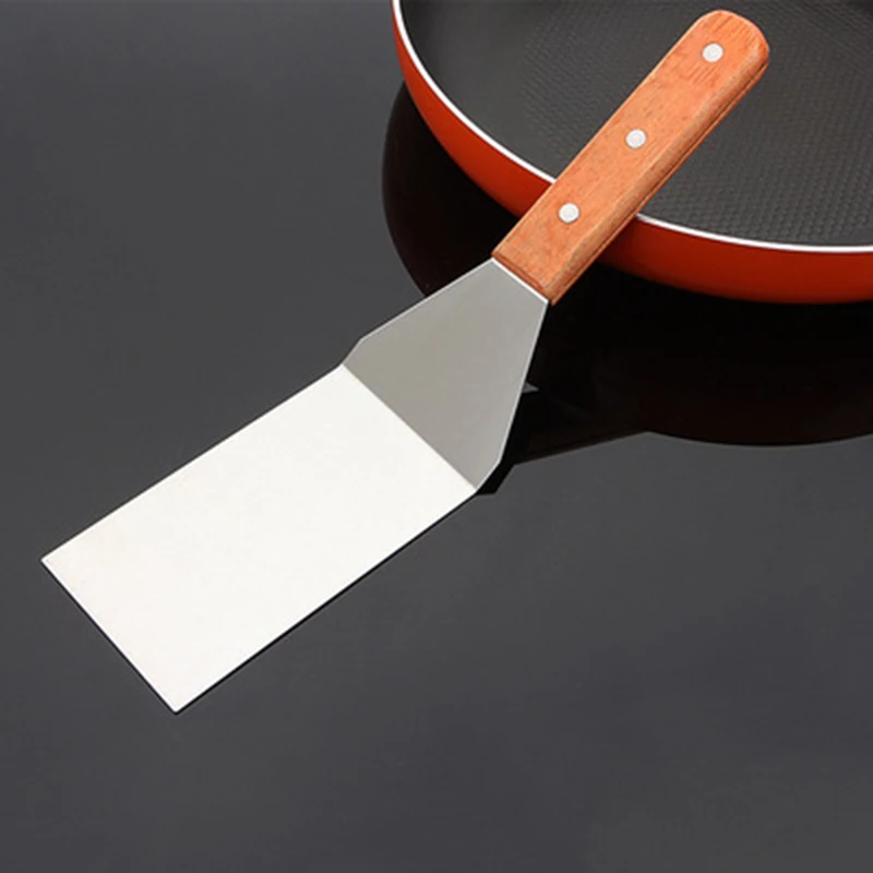 1 Piece Stainless Steel Steak Fried Shovel Spatula Pizza Grasping Cutters Spade Pastry BBQ Tools Wooden Handle Kitchen Utensils | Дом и сад