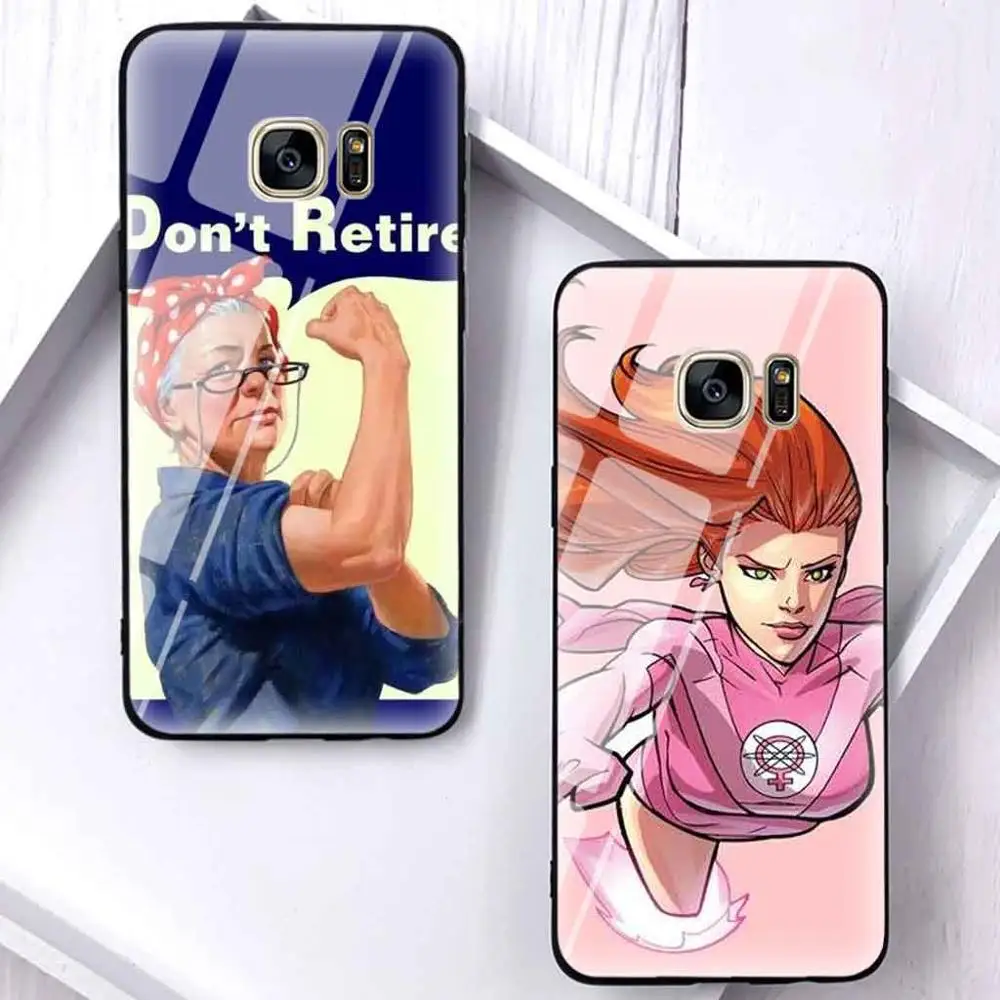 Роскошный стеклянный чехол для samsung galaxy s9plus s7 edge s8 s9 plus s10 note 8 note9 смешной девушка
