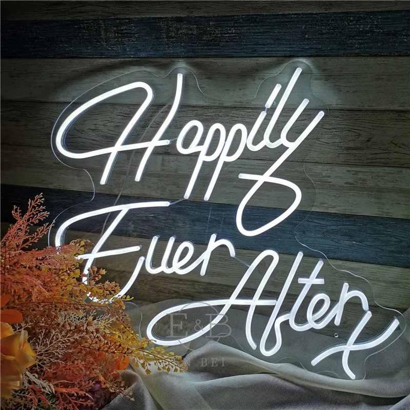 

Custom Flex Led Cool Light 12V Happily Ever After X Acrylic Neon Sign Home Room Decoration Ins Party Wedding