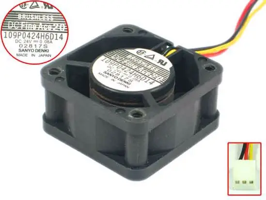 Вентилятор для охлаждения сервера SANYO DENKI 109P0424H6D14 DC 24 В 0.07A 40x40x20 мм|square fan|server