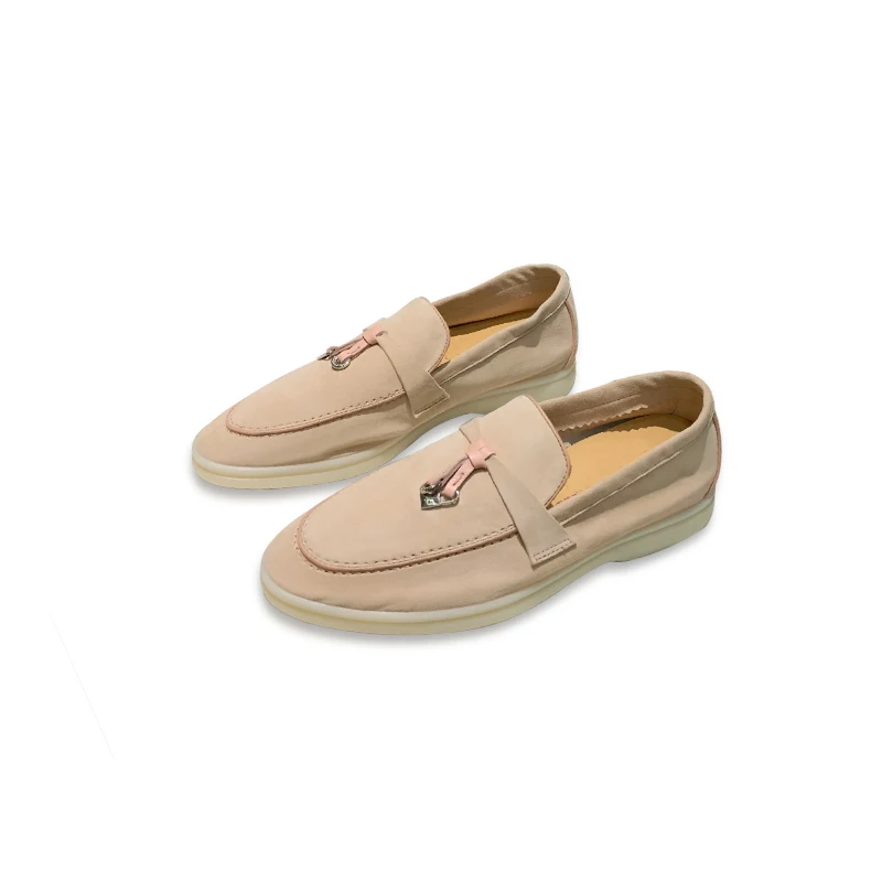 

2021 Spring New Leather Soft-Soled Ladies Loafers Summer Casual Flat-Bottomed Kid Suede Women's Slip-On Shoes Fringe Shallow