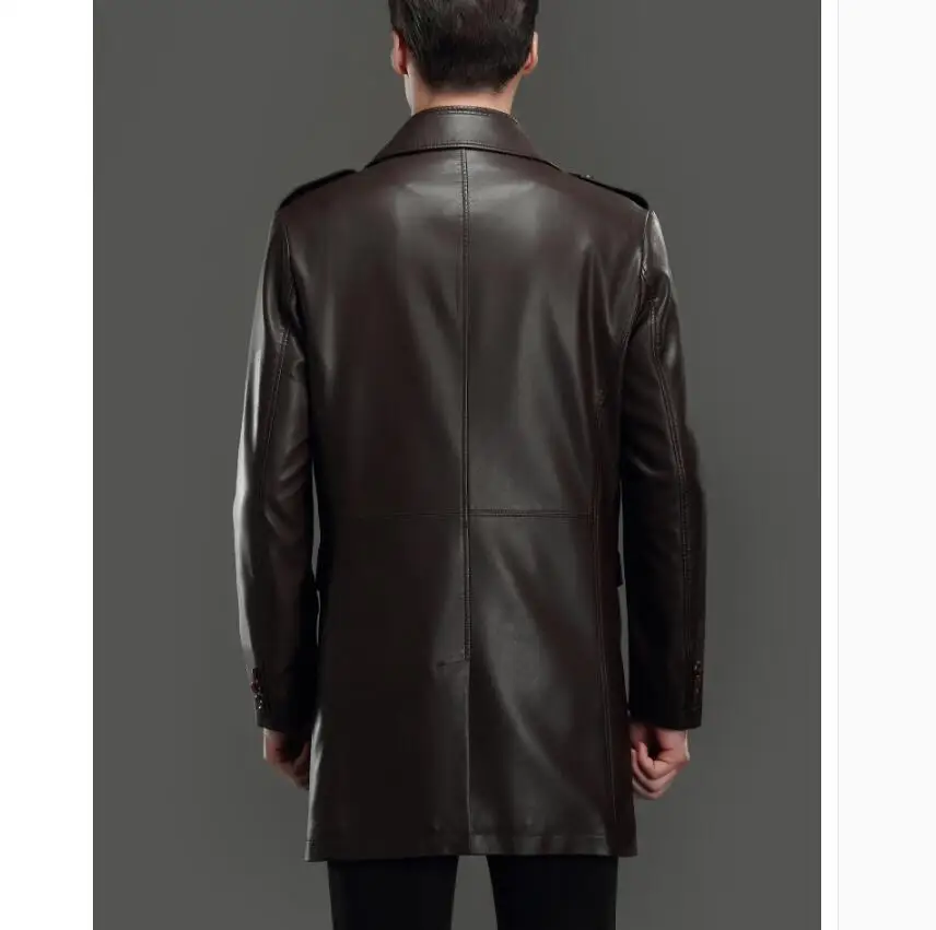

And M-4xl Spring Autumn Haining Jackets New Middle-aged Men's Coat Korean Windbreaker Long Slim Leather Clothing