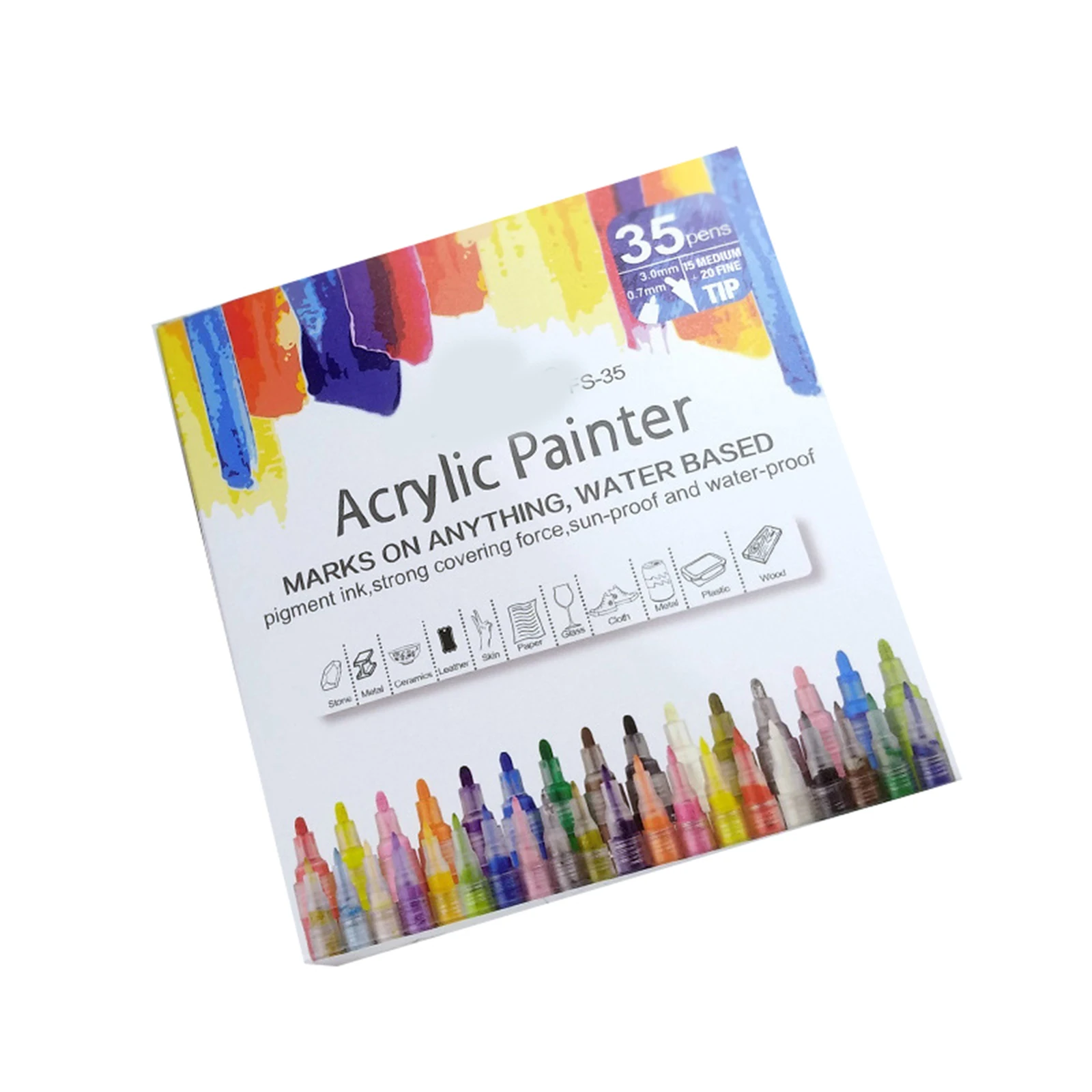 

35 Acrylic Paint Marker Pen Art Permanent Waterproof Paint Pen, Suitable For Glass Rock Paper Ceramic Artist Students