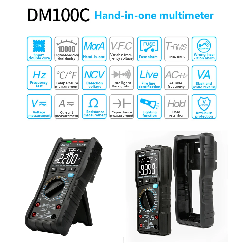 MESTEK DM100C цифровой мультиметр умный двухъядерный T Rms NCV температура Multimetro