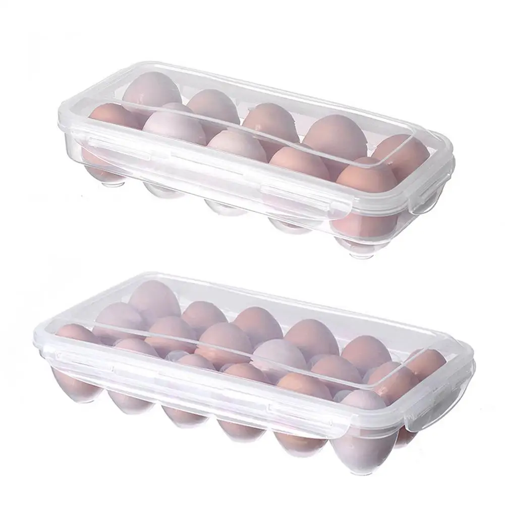 

Egg Storage Box Holder Container Kitchen Fridge Egg Organizer Fresh Box Dumplings Vegetable Egg Holder Stackable Microwave