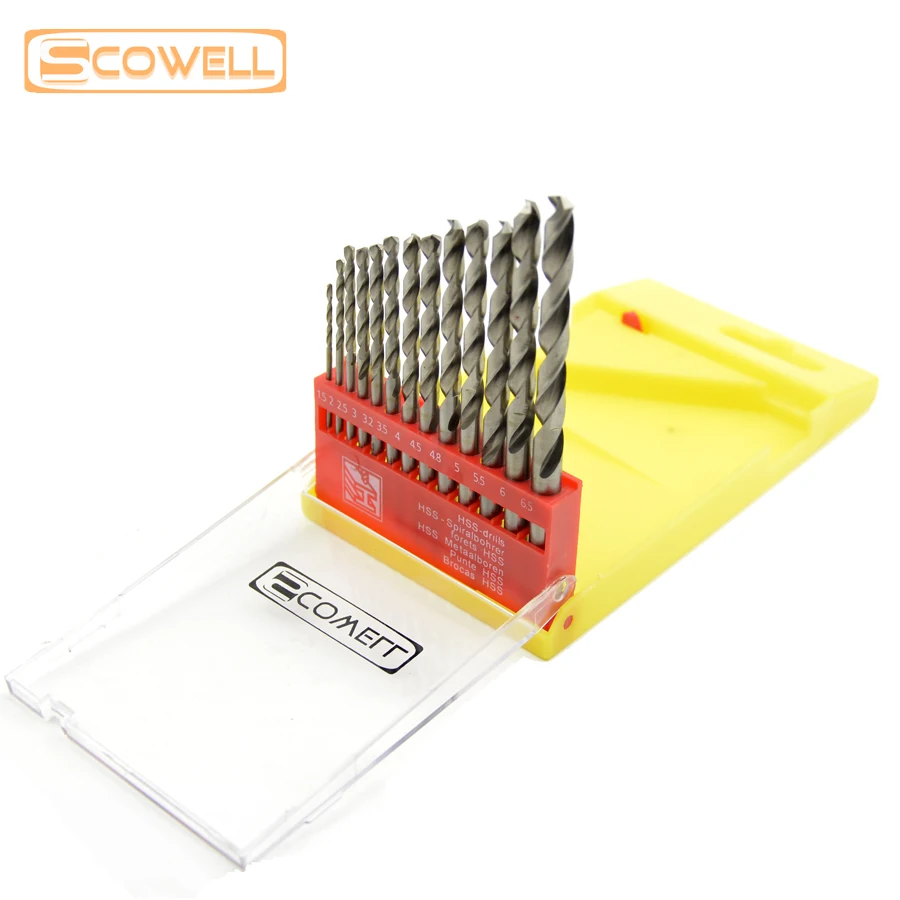 

50% скидка 13 шт. набор кобальтовых Сверл из быстрорежущей стали M2 HCO 1,5-6,5 мм для сверления металла с пластиковой коробкой сверло для спирального сверления Jobber сверло