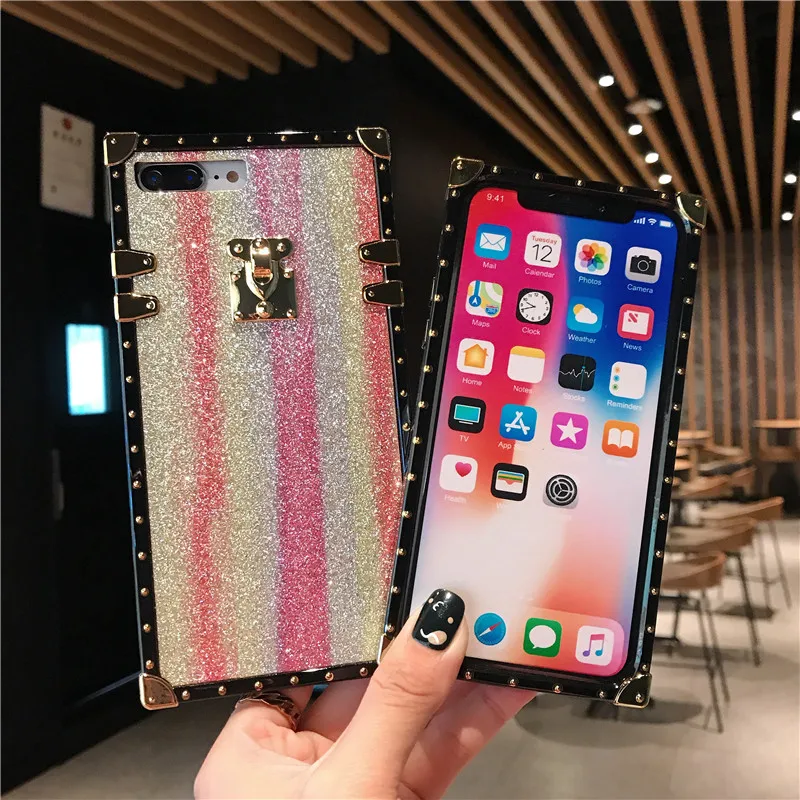 Для samsung A10 A20 A30 A50 A70 M10 M20 M30 J4 J6 плюс S10 S10Plus S8 S9 S10E Note 8 9 блестящие квадратный чехол