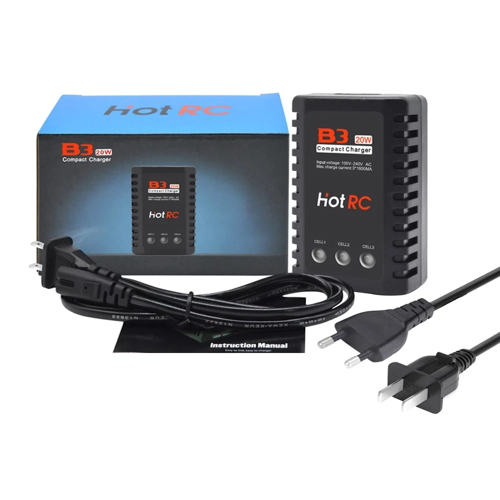 Компактное портативное балансирующее зарядное устройство HotRc B3 20 Вт 7 4 а для