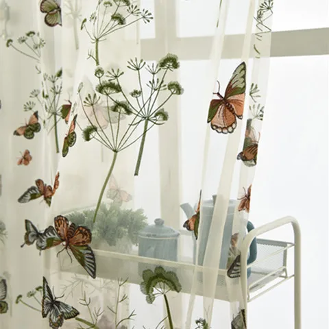 Вышитые оконные шторы с бабочками и цветочной отделкой занавески на заказ для
