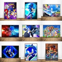 cartoon sonic video games poster canvas painting prints wall art pictures modern modular voor kinderkamer home decor living room