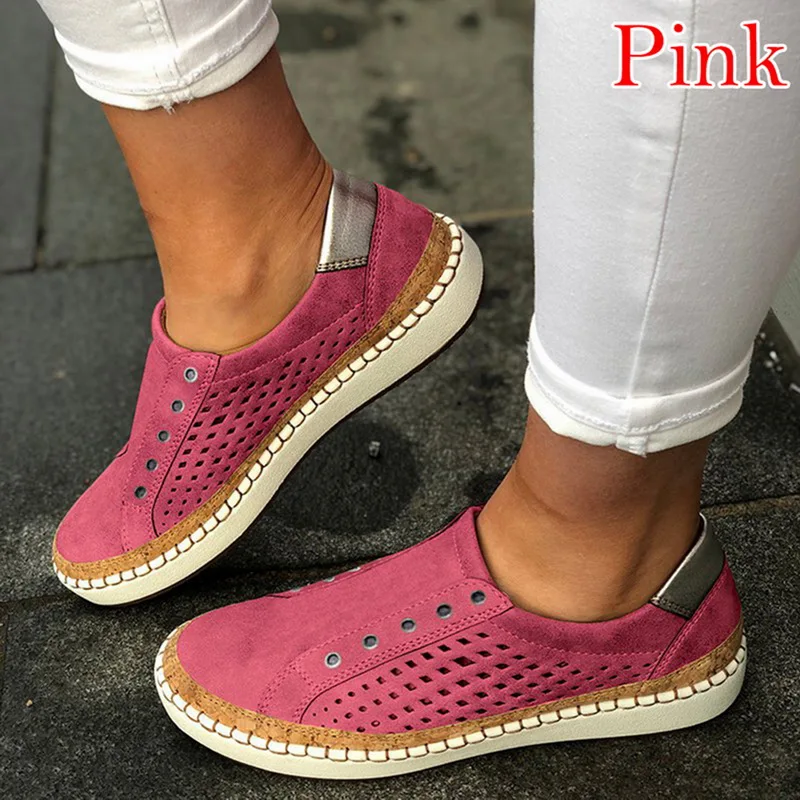 pink-3 MoneRffi кроссовки; Женская Вулканизированная обувь; Повседневная дышащая обувь; женская обувь из мягкой кожи на плоской подошве; женские кроссовки - Цвет: pink-3