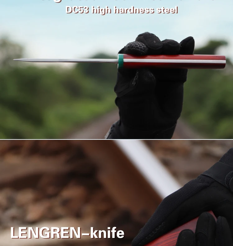 Lengran DC53 стальной нож японский нож, 60-62hrc вакуумная термообработка острый охотничий нож для кемпинга меч самурая