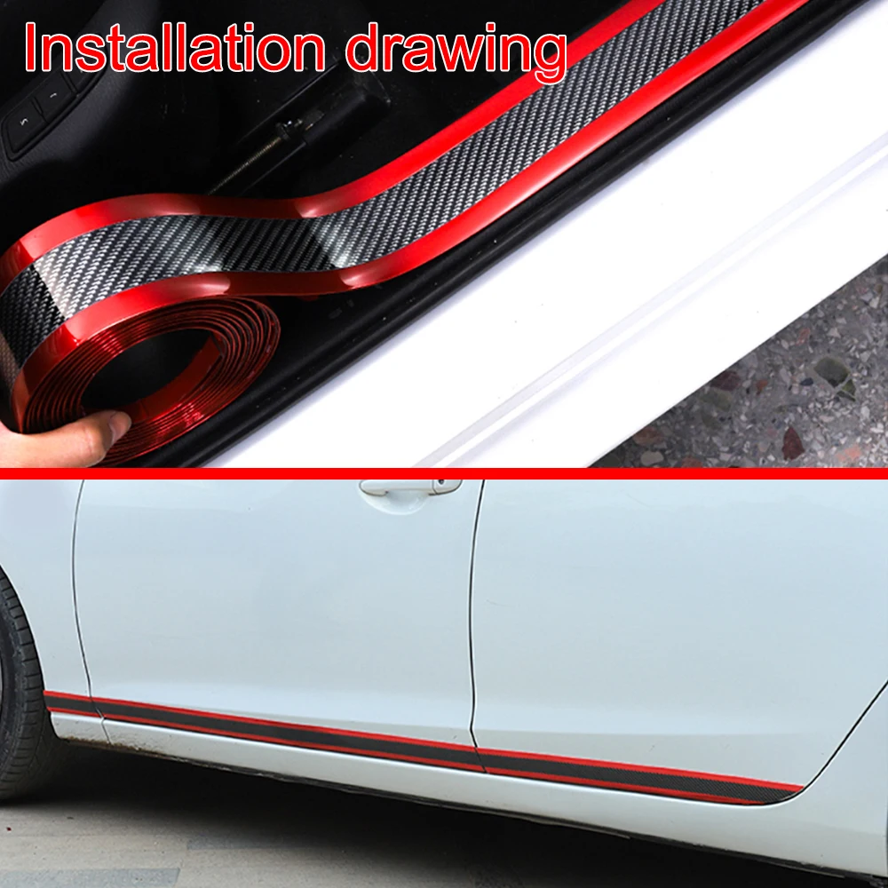 Car Carbon Fiber Moulding Strip Auto Body Trunk Edge Guard Strip Door Sill Protector Stickers Accessories Car Styling 5CMx1M car decals